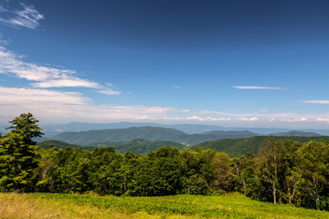 This is a  view of the Great Smoky Mountains from the Blue Ridge Parkway in North Carolina.
