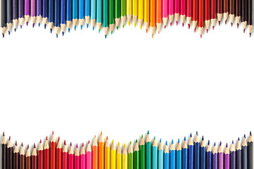 Colored pencils for drawing, isolated on white background