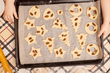 Homemade cookies with raisins