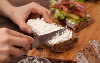 homemade food. sandwich cooking