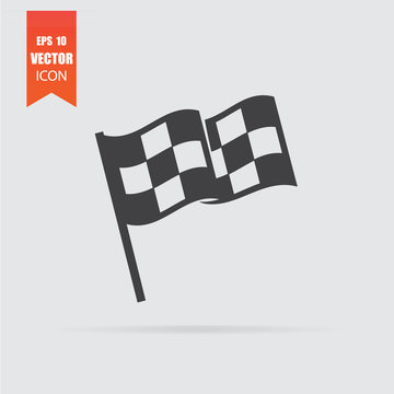 Racing flag icon in flat style isolated on grey background.
