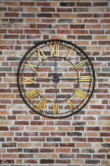 Background of brick wall with clock