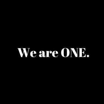 Inspirational and Mindful Quote:  We are ONE. in typography