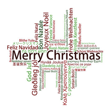 Merry Christmas Tag Cloud in different languages, vector