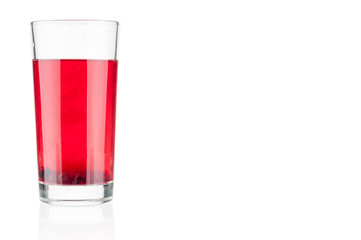 Glass with fresh juice on white background
