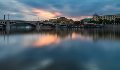 Sunrise in Prague by Vltava river