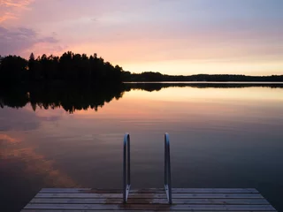 Fotobehang Lake at sunset, Finland   © pikselstock