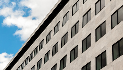 Detail view of a contemporary building's office windows