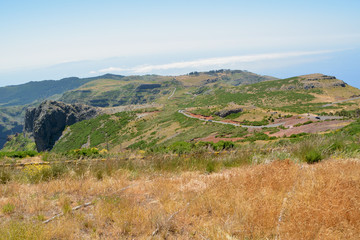Winding mountain road in volcanic island, madeira
