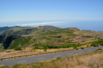 Winding mountain road in volcanic island, madeira