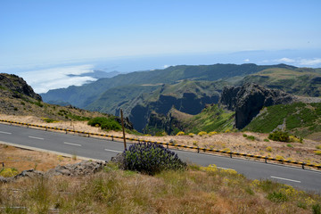 Winding mountain road in volcanic island, madeira