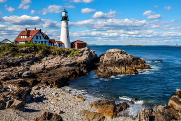 Fototapeta na wymiar This image was captured at the famous Cape Elizabeth Lighthouse in Cape Elizabeth, Maine.