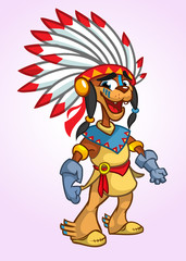 Naklejka premium Native American Character cartoon. Vector illustration. Thanksgiving symbol