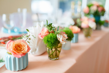 Table set for an event party or wedding reception