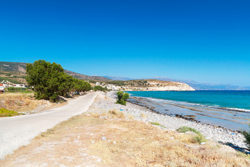Fototapeta na wymiar Coast of Crete with road in Greece