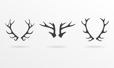 Antlers icon set. Vector illustration of deer antlers.