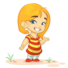 Vector color cartoon image of a cute little girl