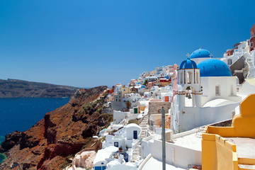 Architecture of Oia town on Santorini island, Greece