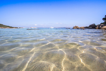 The beach at Baja Sardinia in Sardinia, italy