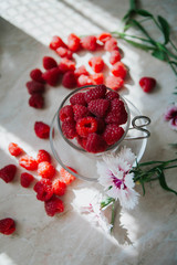 Fototapeta na wymiar Raspberry and flowers