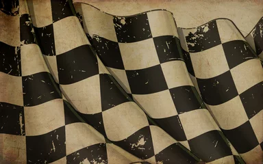 Zelfklevend Fotobehang Race Waving Flag Old Paper © nazlisart