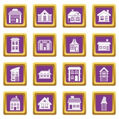 House icons set purple