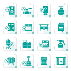 Stylized Household Gas Appliances icons - vector icon set