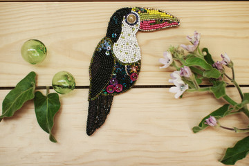 Bright possible beautiful brooch accessory from beads