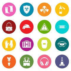 Safety icons many colors set