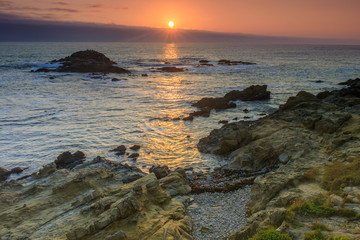 Bean Hollow State Beach Sunset. Pescadero, San Mateo County, California, USA.