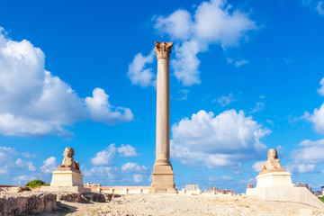 Pompey's pillar and ancient sphinx