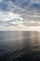 Sea and the cloudy sky