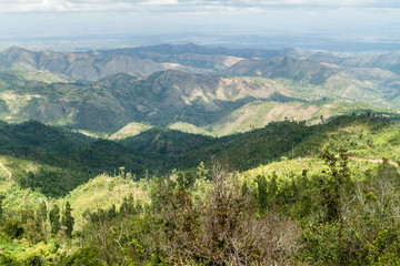 Fototapeta na wymiar Landscape of Sierra Maestra mountain range as viewed from La Gran Piedra mountain, Cuba