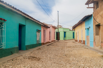 Fototapeta na wymiar Old street in the center of Trinidad, Cuba