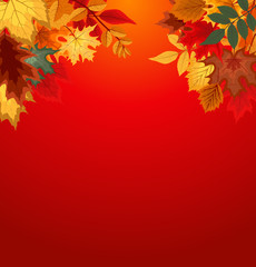 Naklejka na ściany i meble Abstract Vector Illustration Background with Falling Autumn Leav