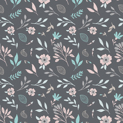 Cotton fabric Cute floral pattern with flowers and leaf. Vector seamless print.