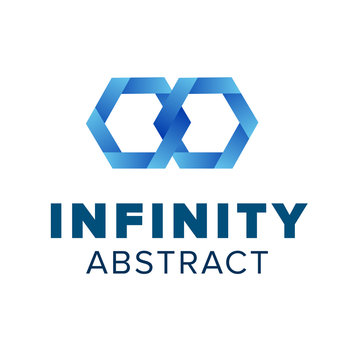 Two hexagonal chain links logo. Beautiful infinity logo template design. Blue abstract symbol