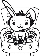 gamer zocken konsole spielen spaß play videogame nerd kaninchen hase klein süß niedlich glücklich sitzend