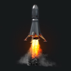 rocket launch on dark background