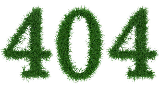 404 - 3D rendering fresh Grass letters isolated on whhite background.