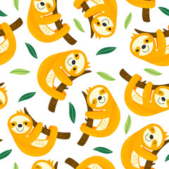 seamless pattern with sloth  - vector illustration, eps © nataka
