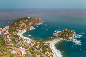 Fototapeta premium Beautiful island of Isola Bella, Taormina, Sicily island, Italy