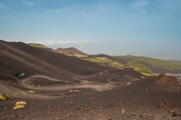 Dramatic landscape of Etna volcano with its side craters, Sicily, Italy
