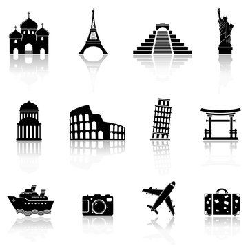 Travel and landmarks icons
