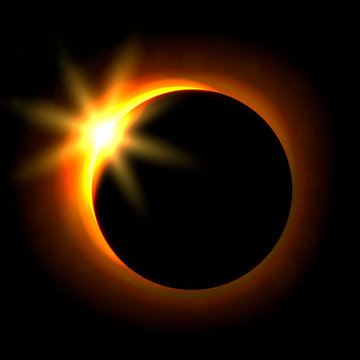 Solar eclipse image. Astronomical phenomenon of the closing of the shining sun by the moon.