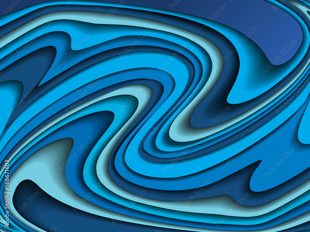 Wall mural Abstract vector background with blue waves