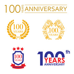 100 years anniversary icon set. Vector illustration.