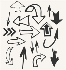 Fototapeta premium Hand draw vector set of arrow shapes isolated on white