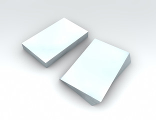 Blank business cards on white background. branding mockup. 3d render