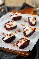 Almond and goat cheese stuffed dates